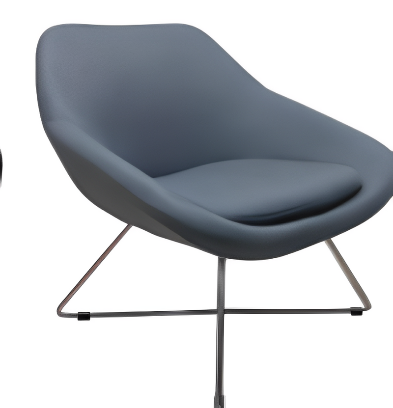 Lounge Chair With Leatherette Seat in Metal Base