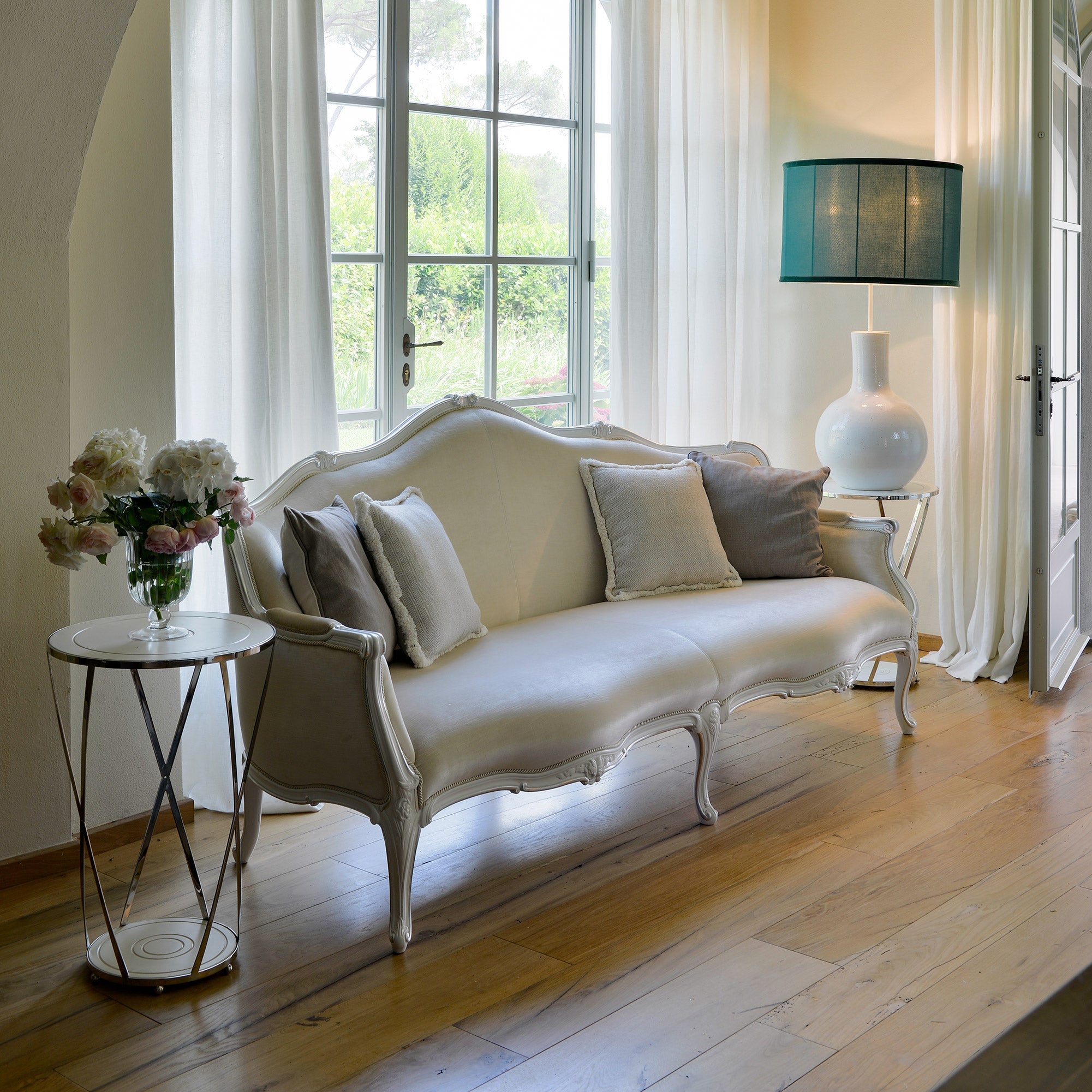 3-Seater Carving Sofa for living room Velvet Upholstery and Hand Handcrafted, and Luxury Design.