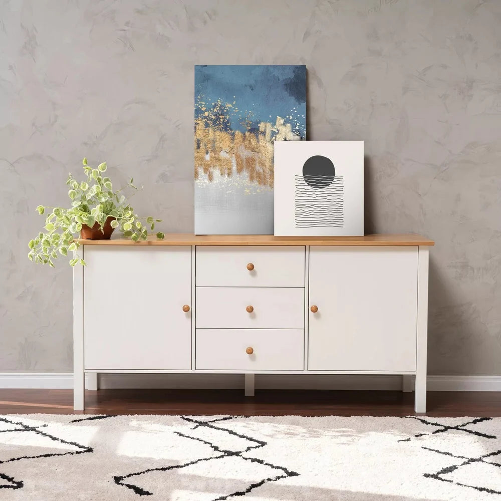 Wooden Storage Cabinet with Many-Purpose Storage, Classic Design and Practical Shelves