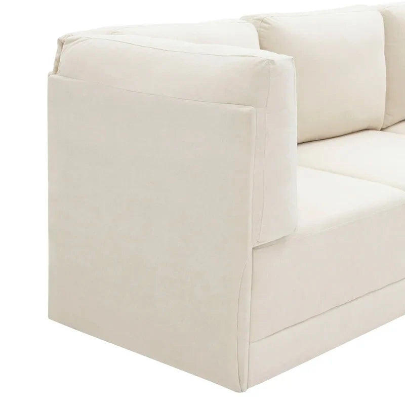 7 Seater Sofa & Wide Symmetrical Modular Corner Design Upholstery Suede Modern And Durable Design For Living Room - Off White