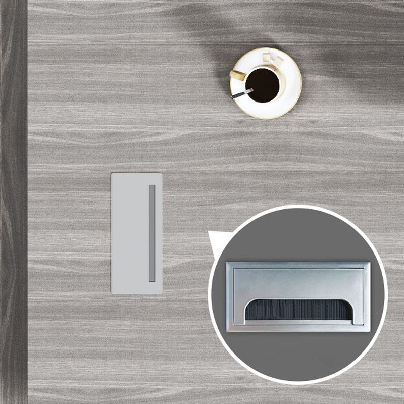 Director L-Shape Office Table Luxury Desk Made in Plywood with Wire Manager Drawers Lockable and Storage for a Modern Workspace - Beige Grey