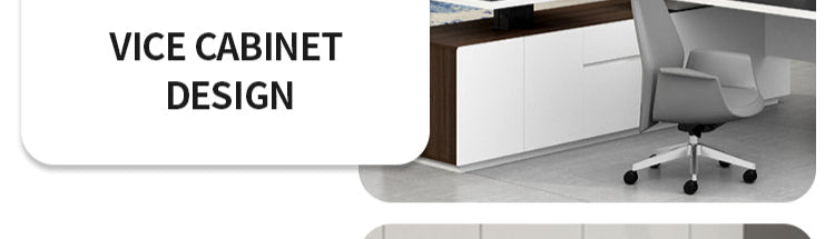 Director L-Shape Office Table Luxury Desk Made in Plywood with Drawer, CPU Storage, Desk Return, and Organized Wiring System - Drak Brown