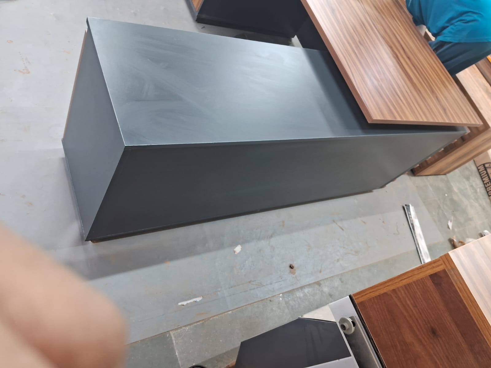 Director and Executive L-Shape Office Table Made in Particle Board with Side Unit Storage & Drawer, Wire Manager & CPU Storage - Brown