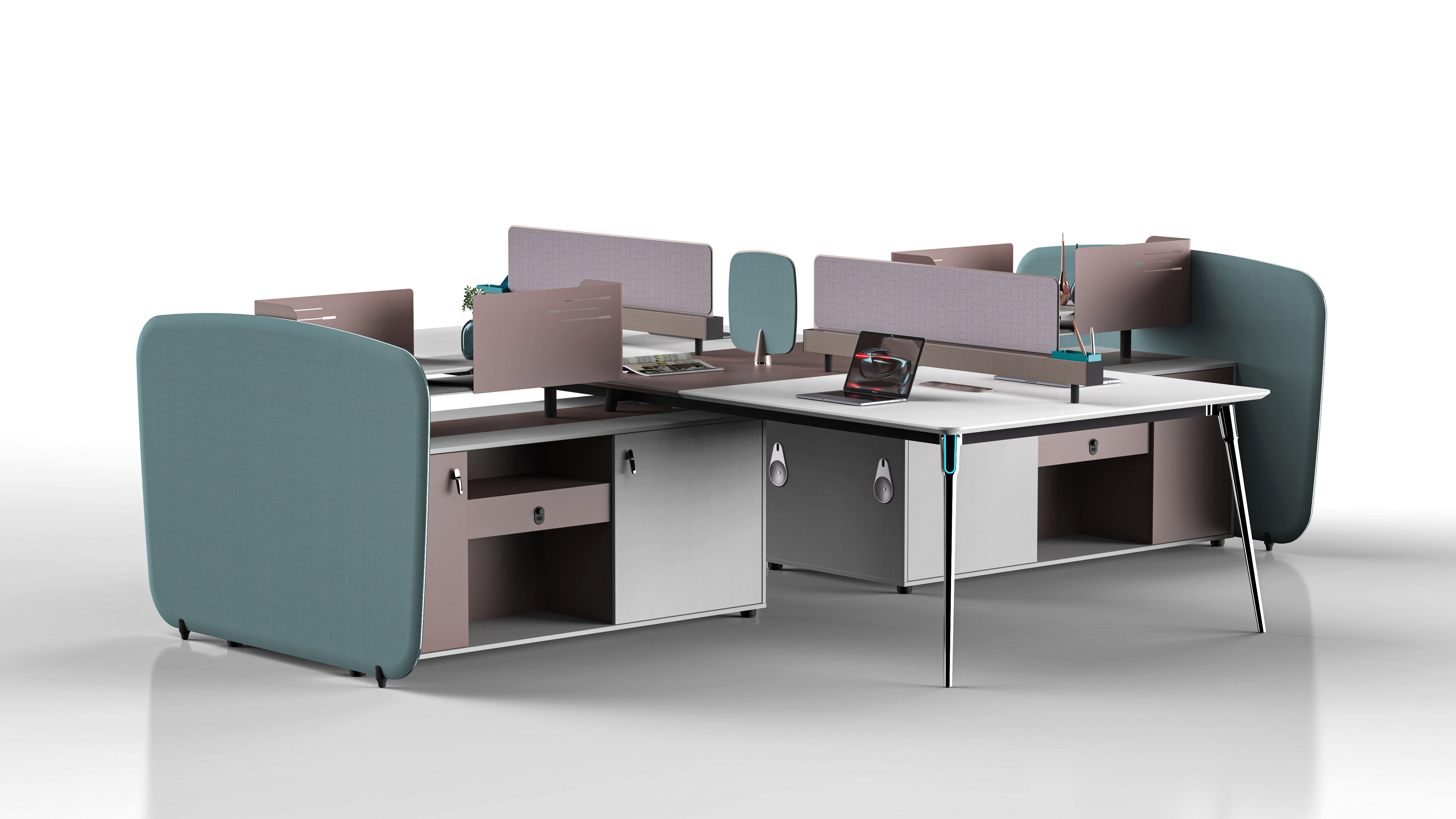 Modern Modular Office Workstation - Collaborative Desk System with Storage, Privacy Panels & Sleek Design for Dynamic Teams