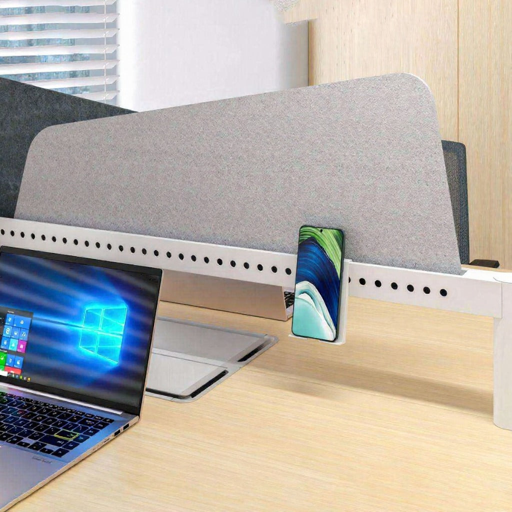 Modern Linear Workstations 4-Person Collaborative Workstation with Privacy Panels