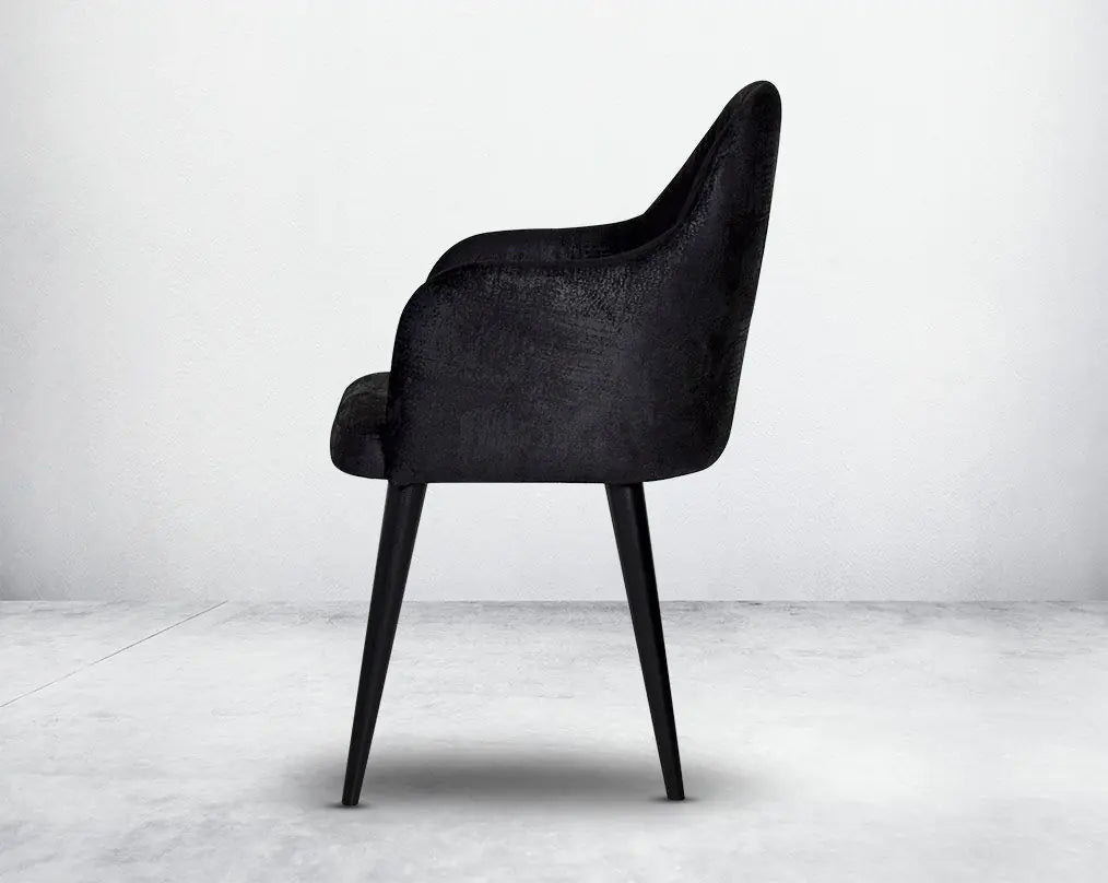 Elegant Black Velvet Dining Chair with Sturdy Legs - Modern Home Furniture & Kitchen Seating