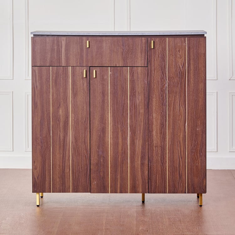 Wooden Storage Cabinet with Wooden Shelves, Contemporary Finish and Sturdy Build