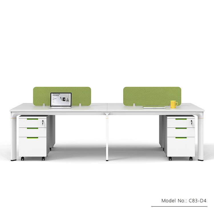Modern 4-Person Office Workstation Desk with Durable Metal Frame | Contemporary Office Furniture