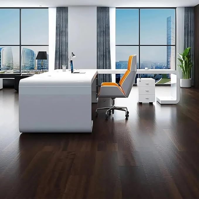 Luxury Design Director L-Shape Office Table with Round Manager & Stylish Modern for Spacious CEO Cabin