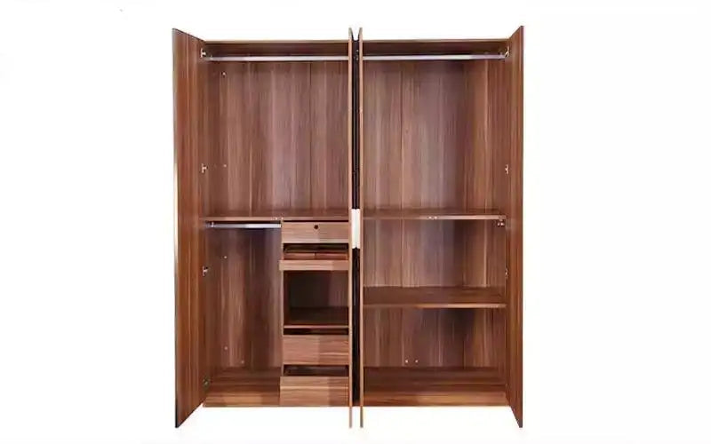 Wardrobe for Compact Wardrobe Modern 4-Door Design with Elegant Glass for Enhanced Bedroom Appeal.