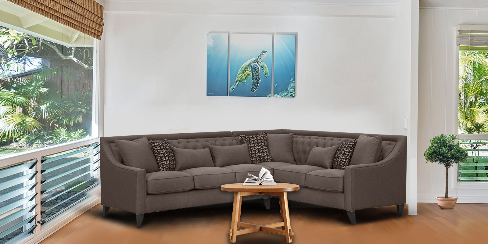 L Shape Sectional Sofa For Home and furniture Upholstery Cotton Polyester Modern and Durable Design for Living Room – Light Brown