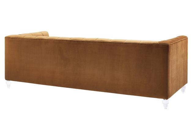 3 Seater Sofa Upholstery Velvet Comfortable Seating Modern And Durable Design For Living Room -Brown