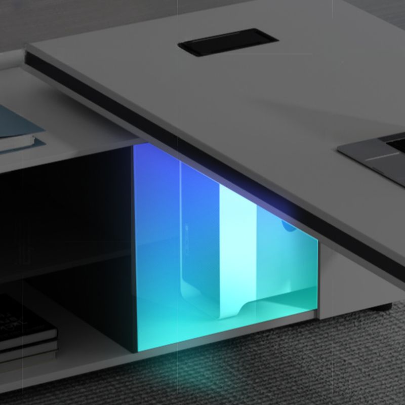 Director & Executive L-Shape Office Table Luxury Desk Made in Particle Board with Side Unit Locking Drawer, Wire Manager, and CPU Storage