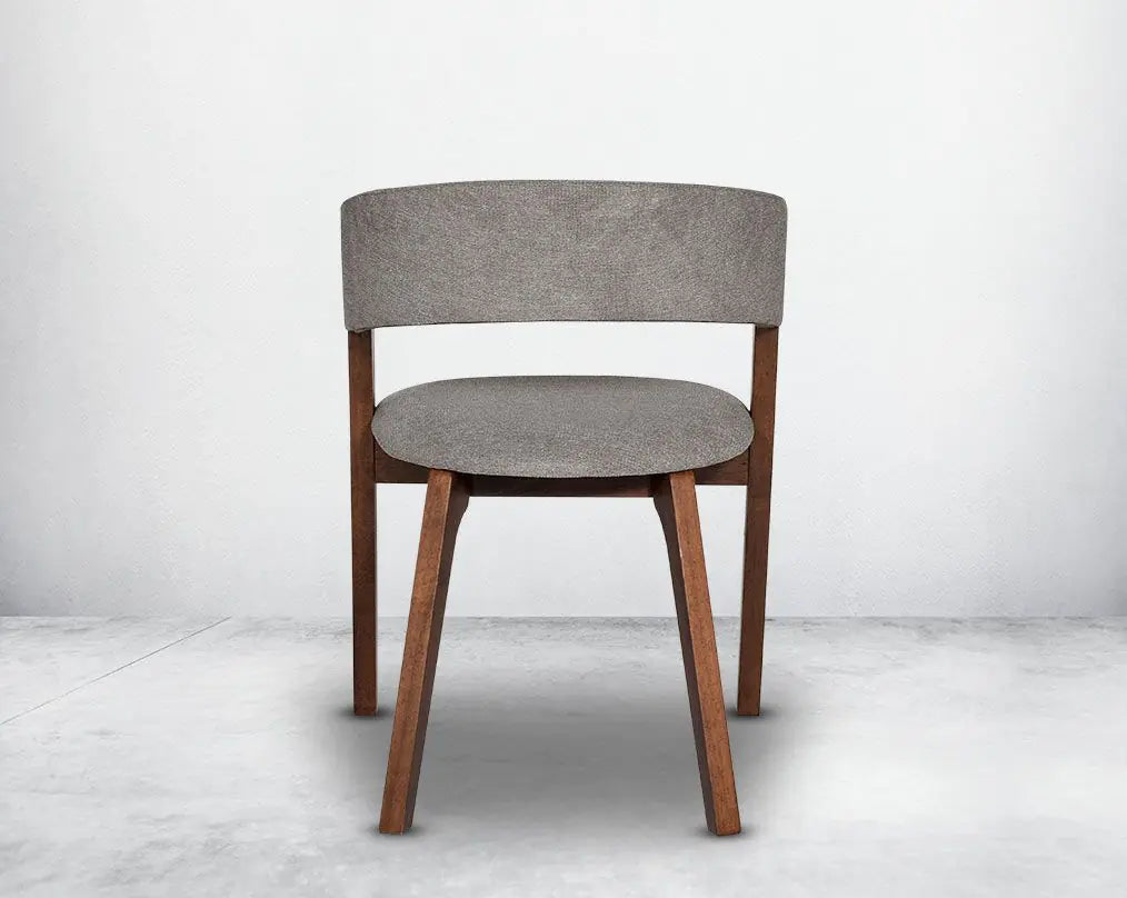 Modern Upholstered Dining Chair with Curved Backrest and Elegant Wood Frame & Comfortable Grey Fabric - Home Kitchen Furniture