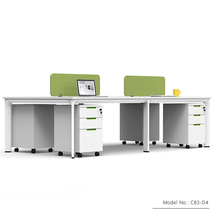 Modern 4-Person Office Workstation Desk with Durable Metal Frame | Contemporary Office Furniture
