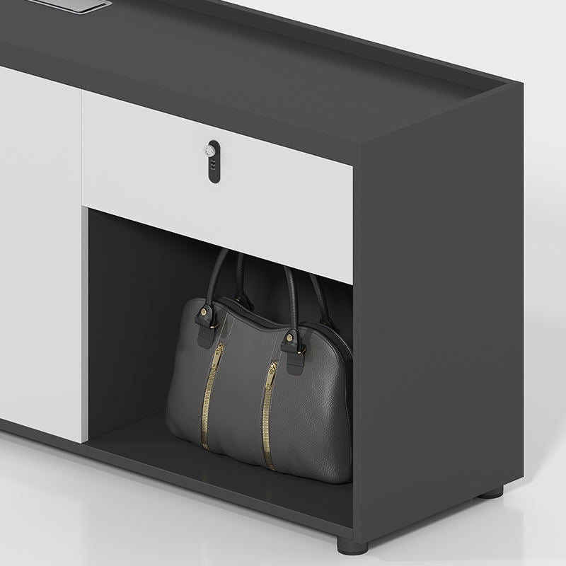 Modern L-Shape Office Desk with Integrated Storage & Dual Workstations - Ideal for Home & Corporate Offices