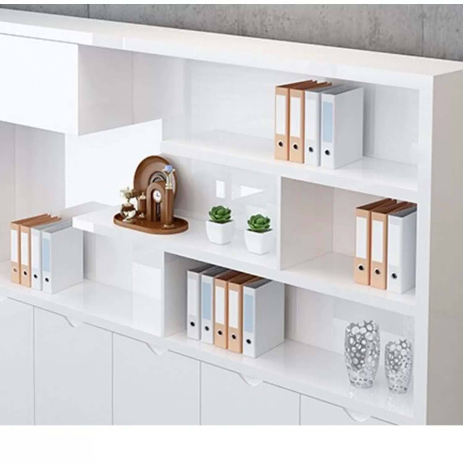 Modern Office  Cabinet Simple White Bookcases Wooden Furniture Corner Cube Bookshelf