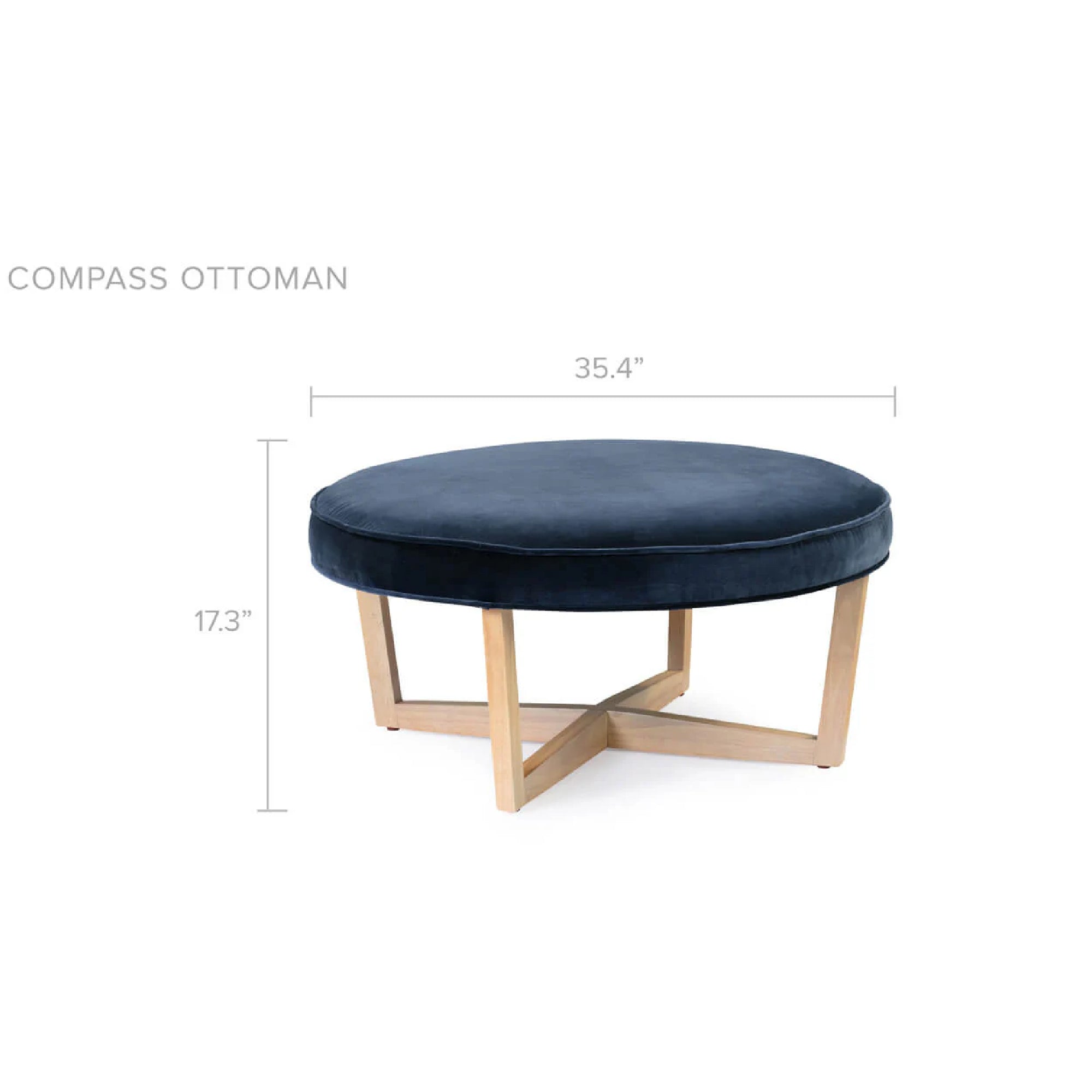 Modern Navy Velvet Pouffe Ottoman – Chic Round Footrest & Extra Seating for Living Room