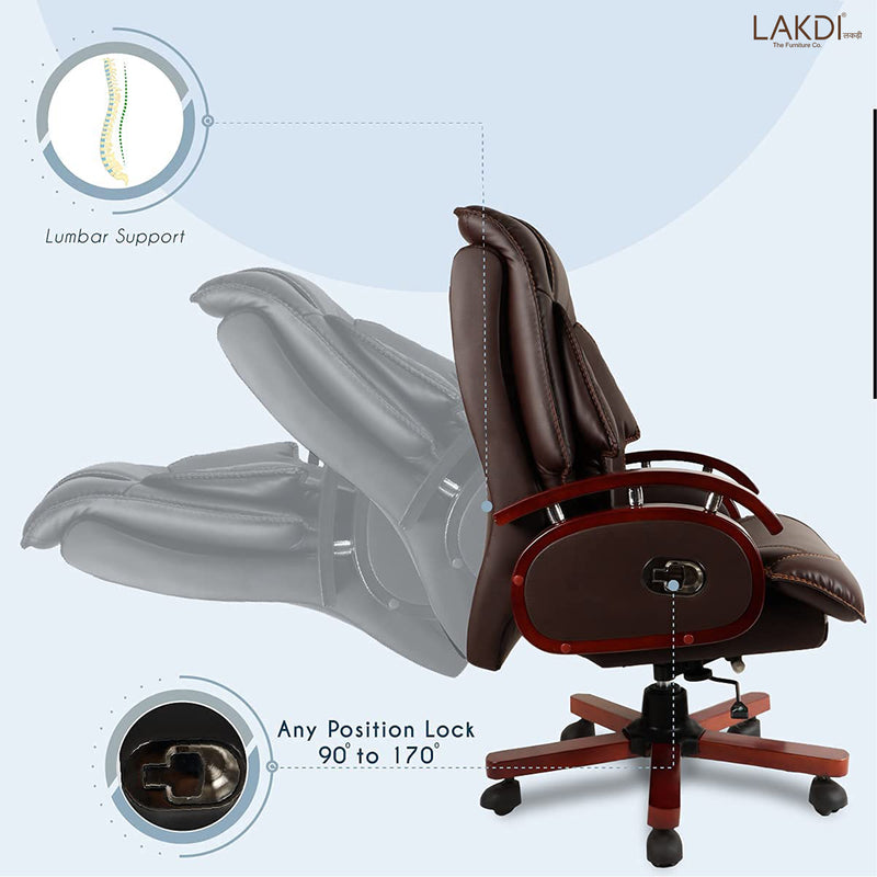 High Back Director Chair with Height Adjustable Wooden Base