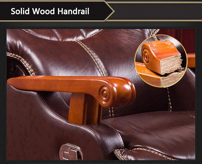 High Back Luxury Office Director Chair Made in Plyboard with Leatherette and High Density Foam & Recliner Feature and Double Wheel with wooden Polish