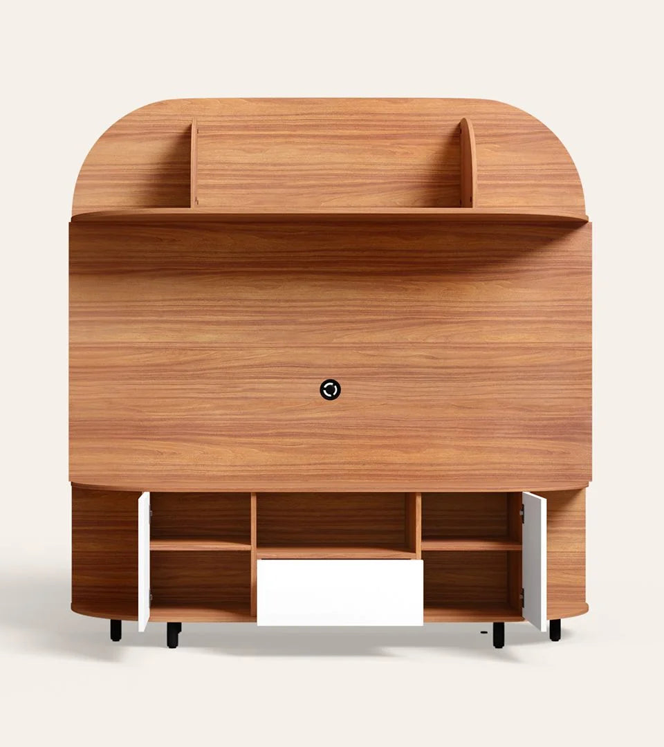 Wooden TV Wall Cabinet with Durable Wall-Mount Design, and Multiple Storage Sections for Modern Look