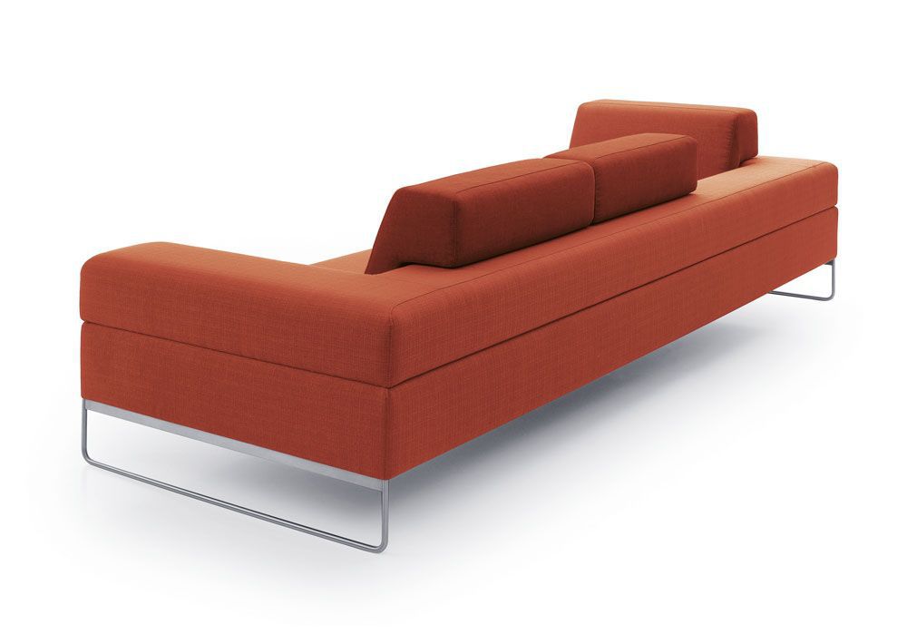 3-Seater Sofa with Unique Design, Orange and Red Design with Sleek Metal Legs – Modern Comfort for Office or Lounge.