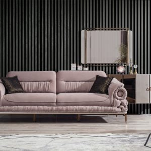 3 Seater Sofa For House Furniture Upholstery Velvet Best Quality Fabric and Best Quality Wood and Luxury and Premium, Comfortable for Living Hall- Room