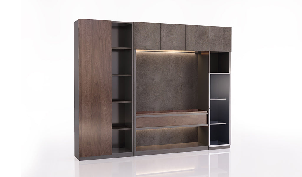 Wooden Office Storage Cabinet with Locking System, Shelves & Premium Wooden Finish for Offices