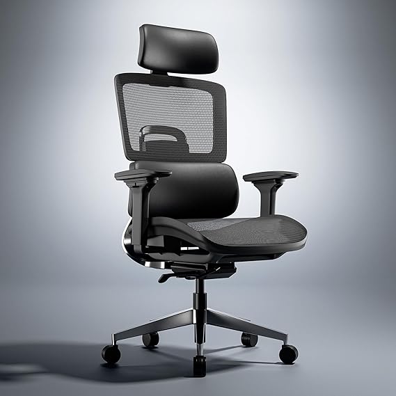 Premium Chair with Headrest, Lumbar Support, Reclining Backrest, 4D Armrests and Extendable Footrest – Ideal for Office, Desk or Computer Setup