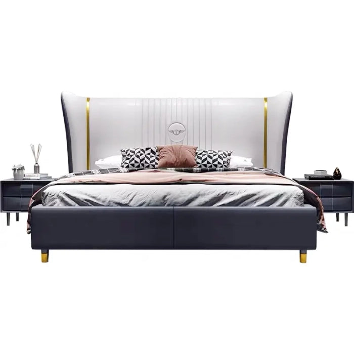 Modern Leatherette Luxury Premium Bed – Solid Wood, Plywood Frame & High-Density Foam – Queen/King Size for Bedroom