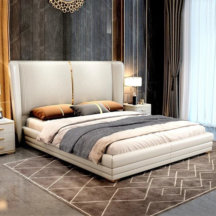 Modern Luxury Upholstered Bed – 54 Headboard & Plywood Frame, Queen/King/Over Sizes