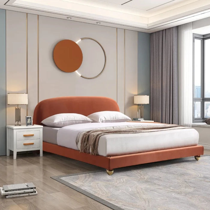 Modern King Size Bed – Plush Padded Headboard, Solid Wood-Plywood Frame in Premium Design