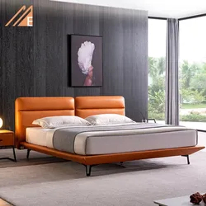 Luxury Leatherette Upholstered Bed – Solid Teakwood & Plywood Structure, Layer, Sleek Finish without Storage