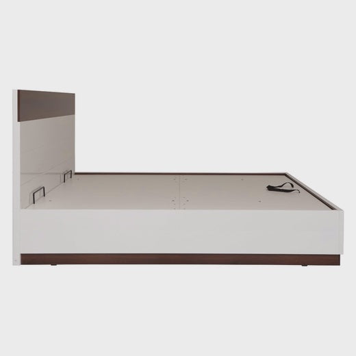 White and Brown King Size Bed with Storage in Hydraulic Design