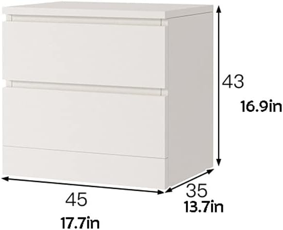 Bedside Drawer White Bedside Table Modern Bedroom Room Storage Cabinet With Double Drawer -