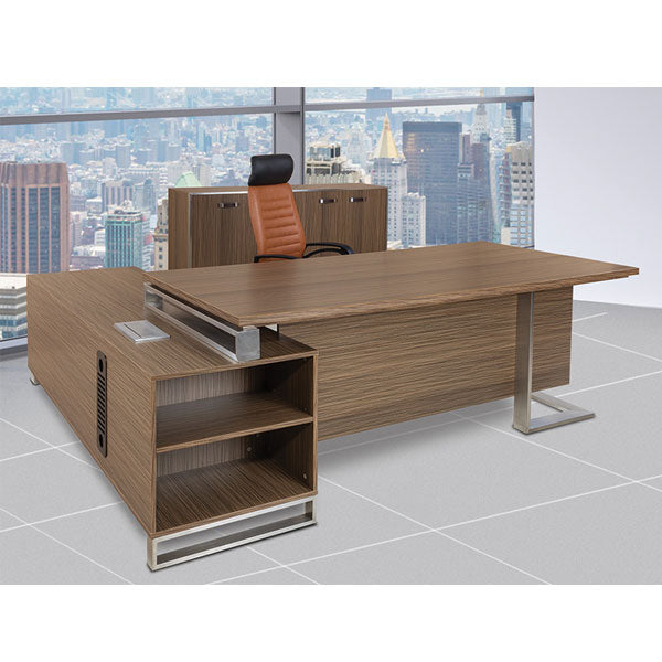 Director Table with 2 Drawer Design with Open Space and Openable Metal Shutter