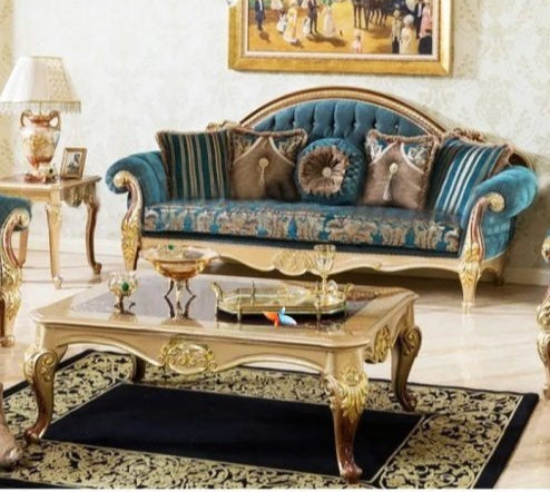 3-Seater Carving Sofa for Home, Soft Velvet Upholstery and a Robust Hardwood Structure for Soft Comfort and Premium Design