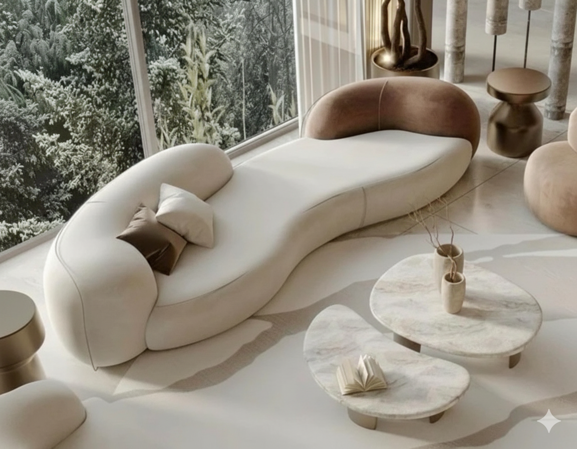 3 Seater Sofa Curved Shape Modern Design Durable for Home Furniture with Solid Wood Frame and Long-Lasting Sofa for Living Room