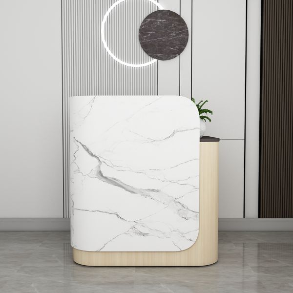 Reception Table Made in Plyboard and Laminate with 2 Drawers & storage - White & Grey