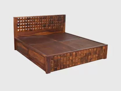 King Size Bed in Solid Wood Honey Finish -