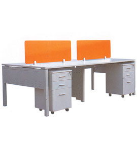 Leaner Workstation Table with Acrylic based, Drawer Pedestal & Metal Leg