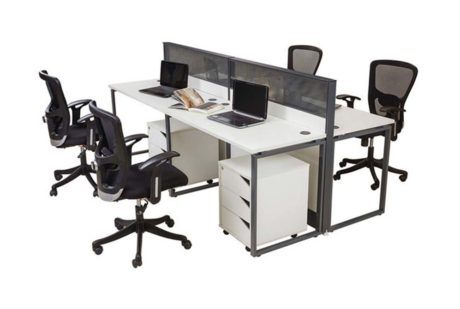 Leaner Workstation Table with Drawer Pedestal & Metal Leg