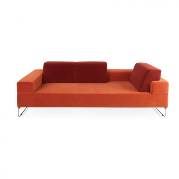 3-Seater Sofa with Unique Design, Orange and Red Design with Sleek Metal Legs, Modern Comfort for Office or Lounge