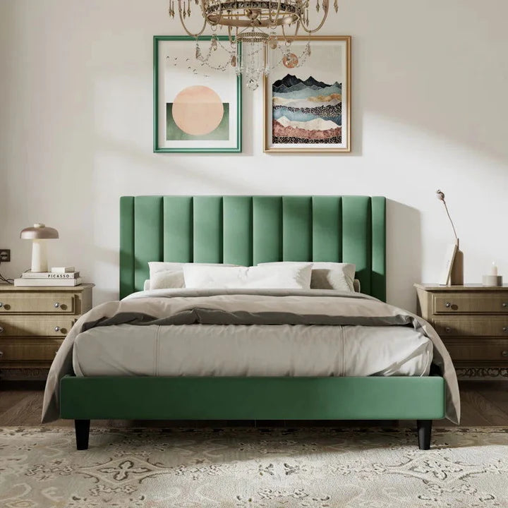 Leatherette Luxury Upholstered Bed – Solid Wood, Plywood Frame & High-Density Foam – Queen/King Size