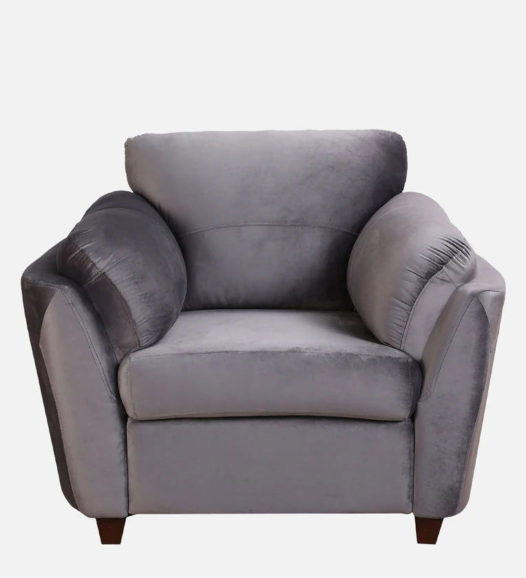 Single Seater Sofa Velvet Fabric With Solid Wooden Frame, Armchair -
