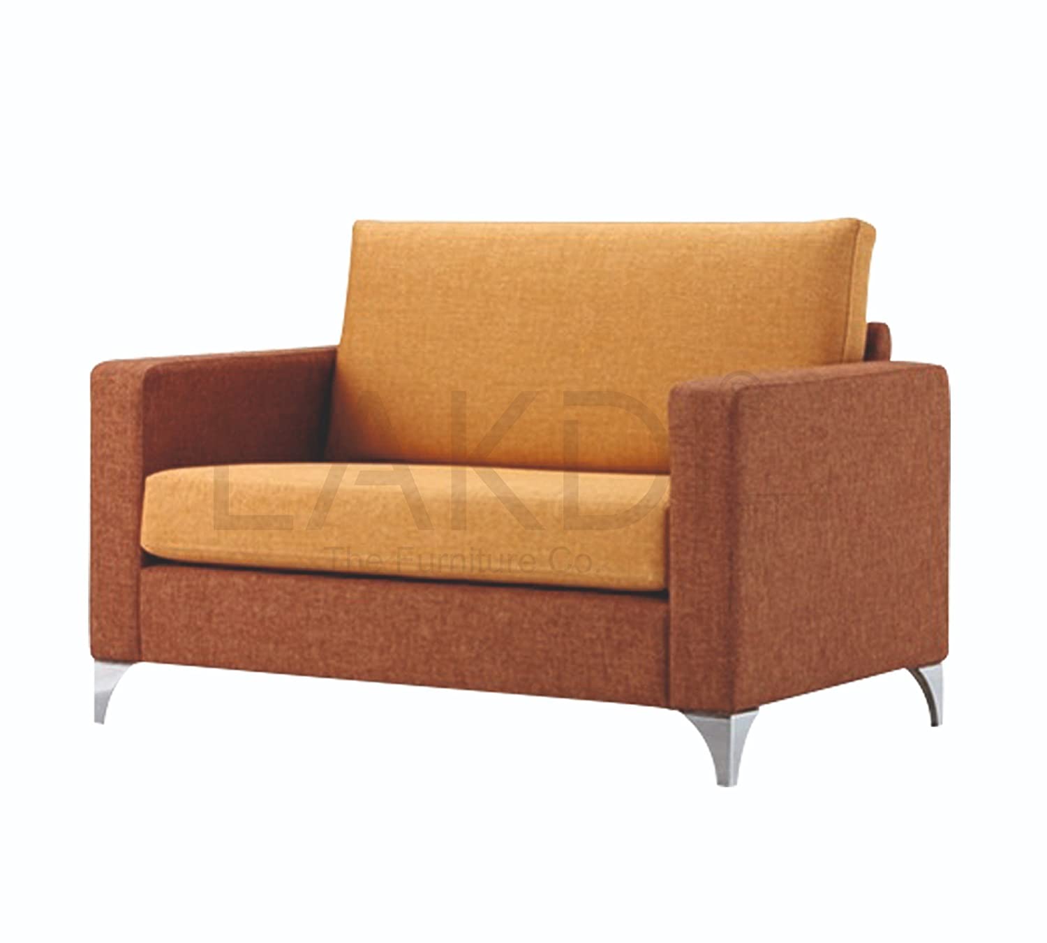 Two Seater Sofa Arm Chair in Solid Wooden Frame With SS Legs -