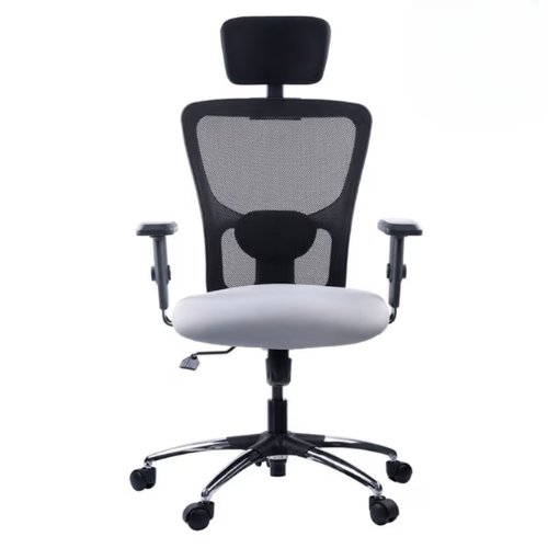 Comfortable mesh office chair with recline, adjustable arms, and cushioned seating. Supports posture for long hours at desk or remote work setup