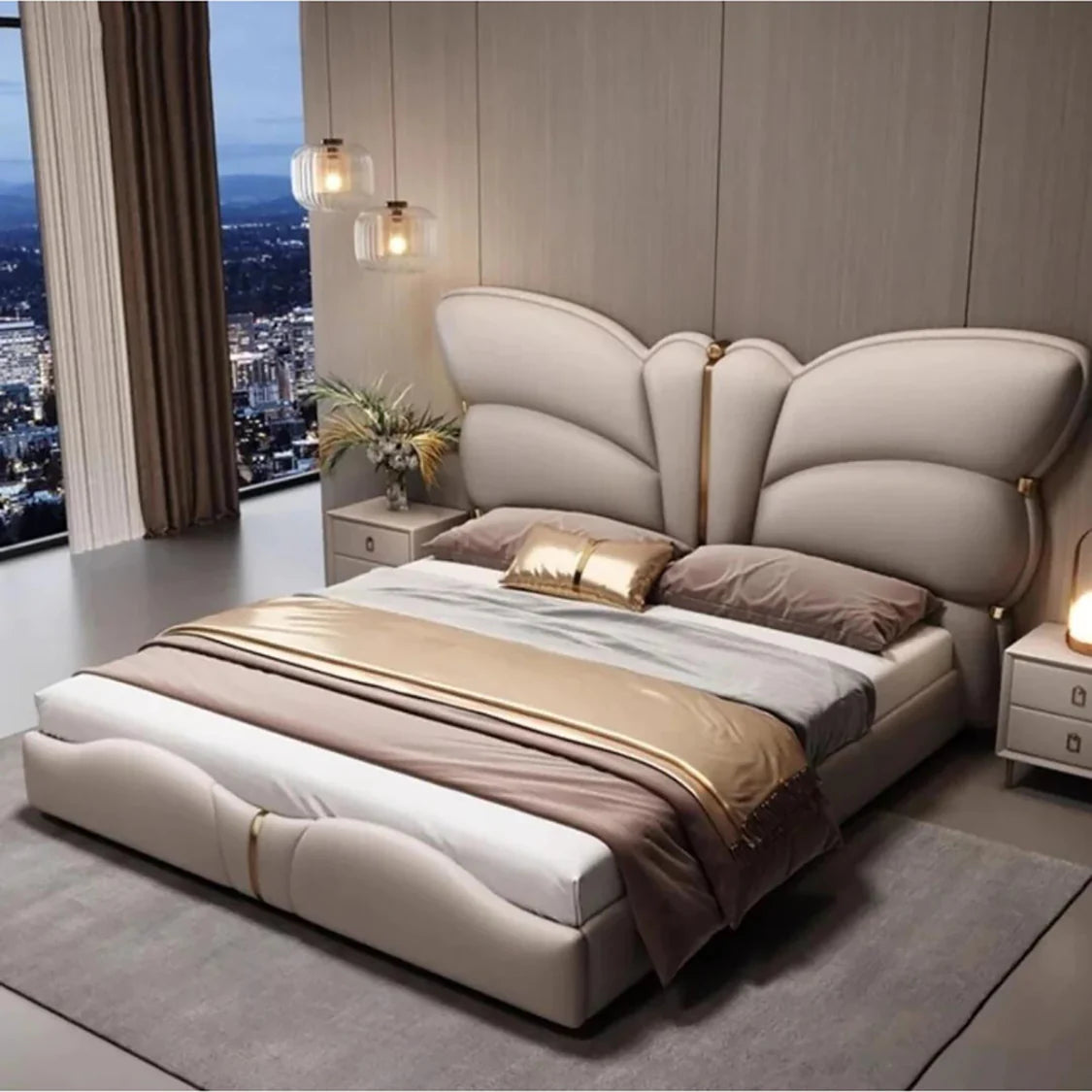 King Size Bed For Home Furniture Modern Full Upholstered Bed with Plywood Frame and Headboard, for Contemporary Bedrooms