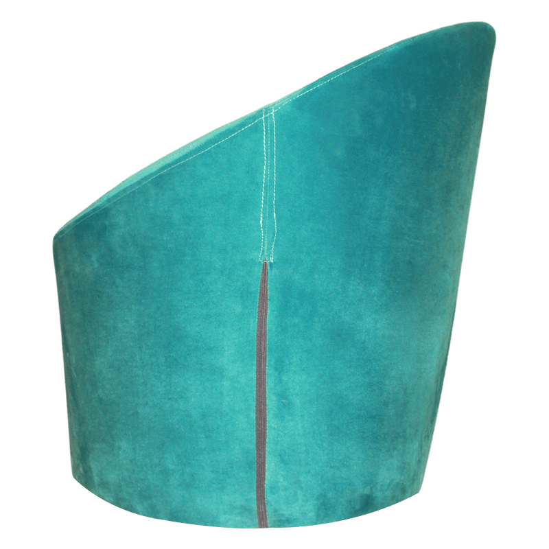 Swivel Blue Fabric Upholstery & Metal Base Ottoman