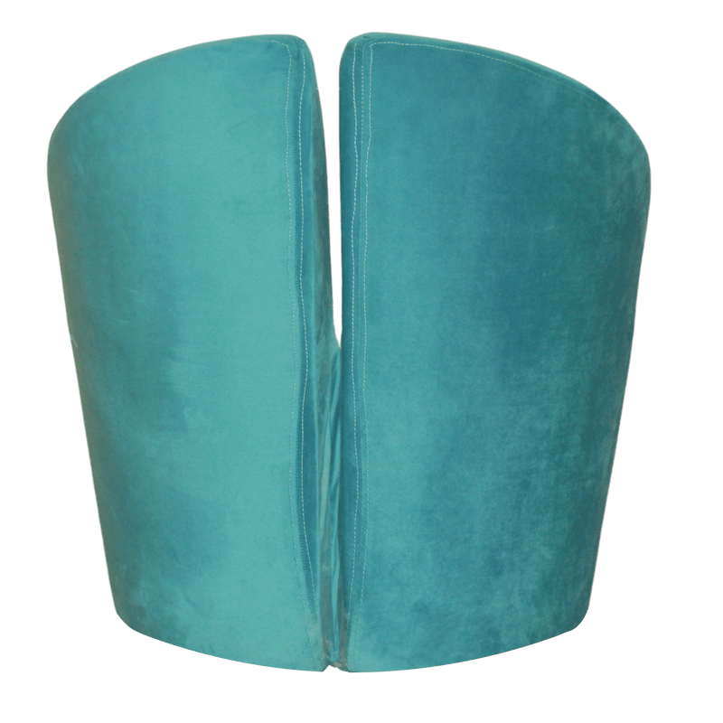 Swivel Blue Fabric Upholstery & Metal Base Ottoman